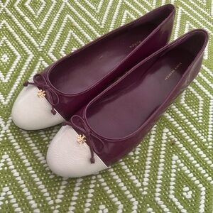 Tory Burch Cap Toe Ballet Flats - Plum